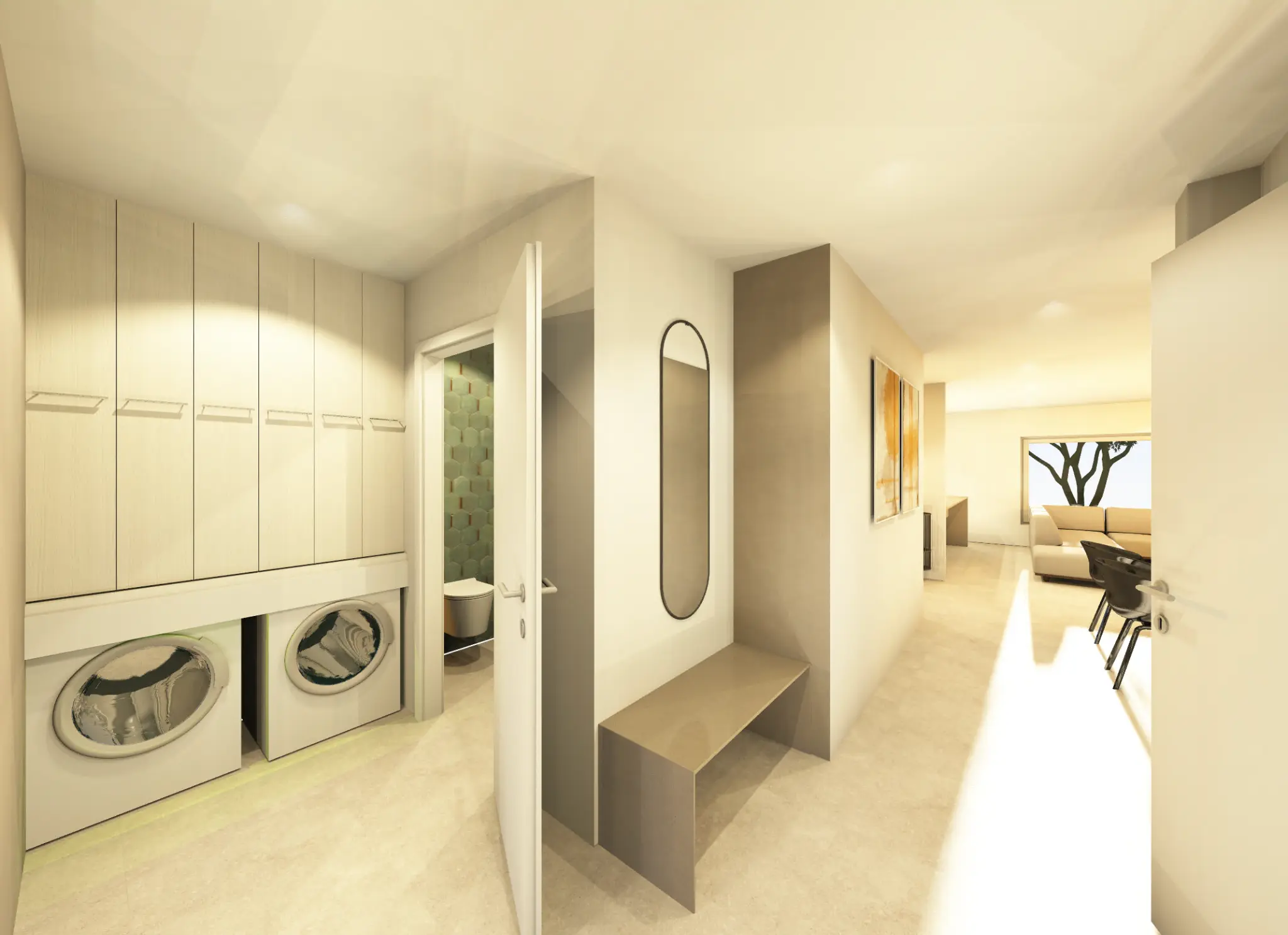3D render gang en berging