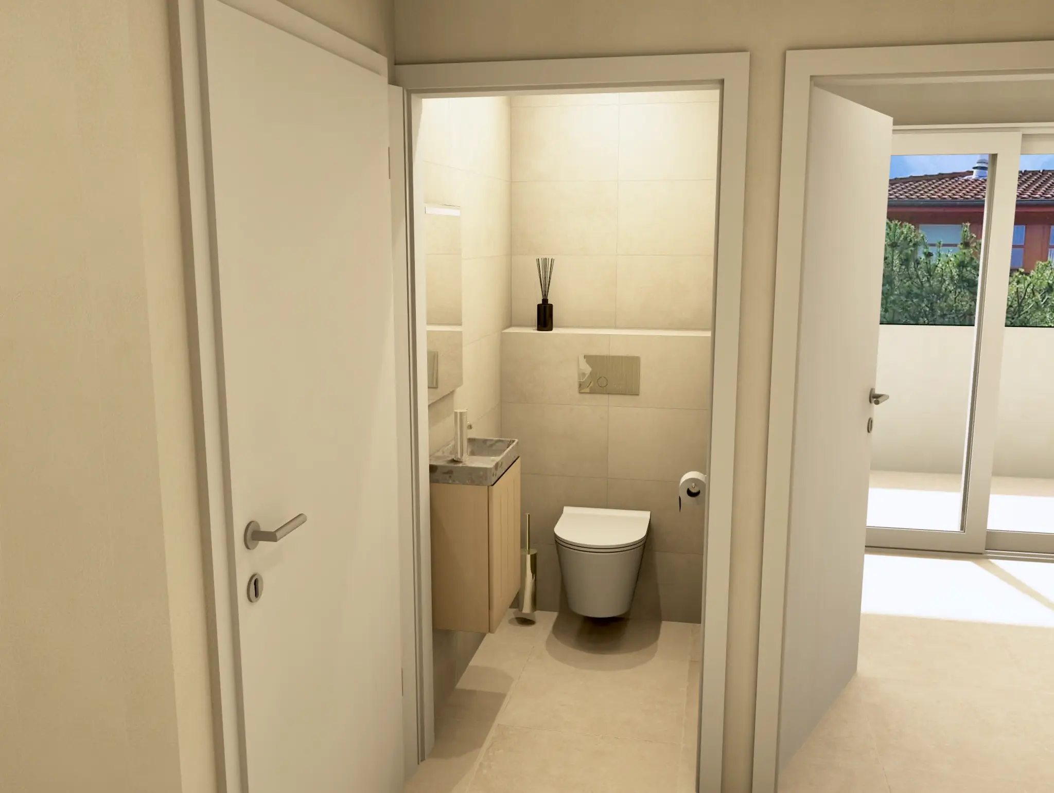 3D render toilet wit